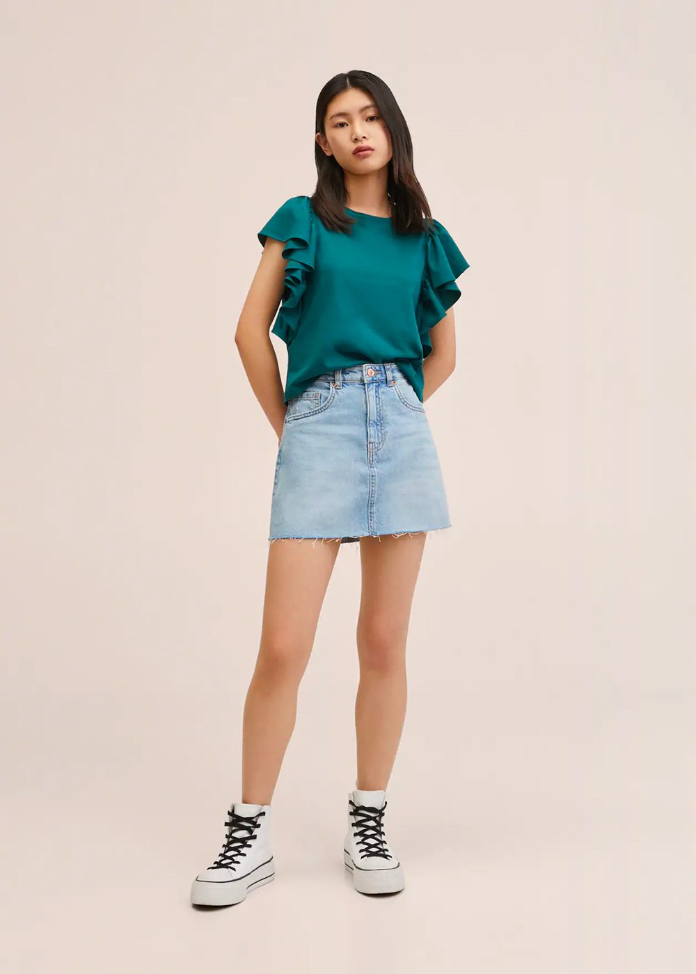Frills cotton t-shirt